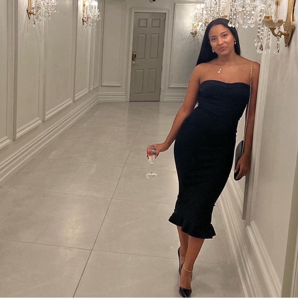 House of CB Fabrizia Black Dress Bondage strapless Small